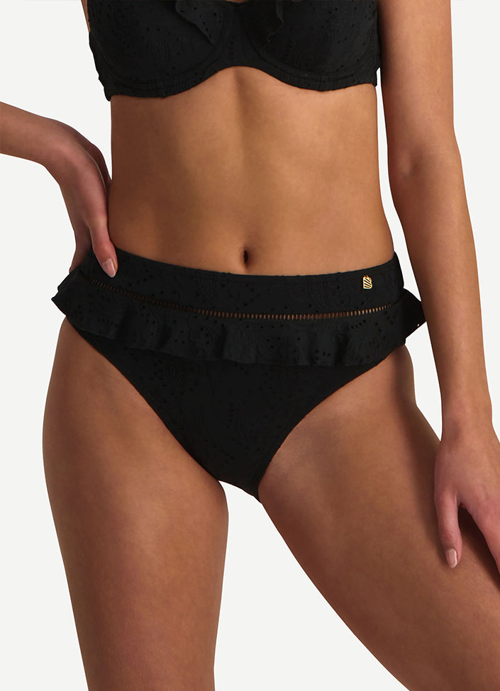 Beachlife - Bas de maillot de bain bikini taille haute - Black Embroidery