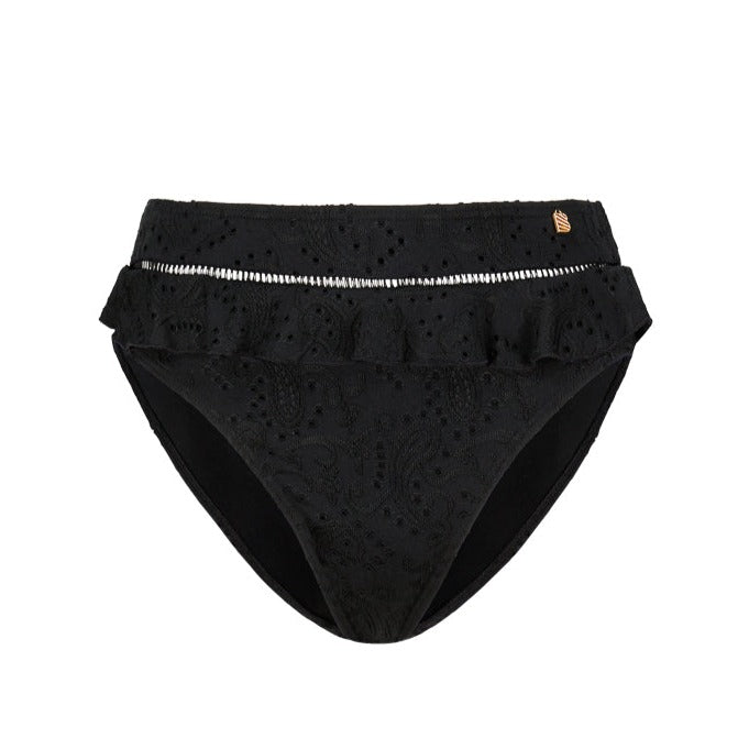 Beachlife - Bas de maillot de bain bikini taille haute - Black Embroidery